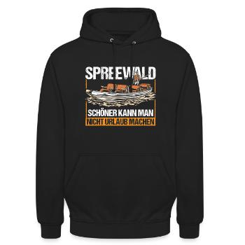 Spreewald schöner kann man nicht Urlaub machen - Unisex Hoodie - Schwarz - Vorne - Alina (178cm) & Michal (187cm)