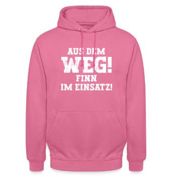 Finn Lustiger Spruch Vorname Name Finn - Unisex Hoodie - Pink - Vorne - Alina (178cm) & Michal (187cm)