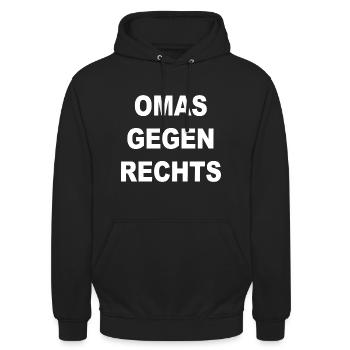 omas gegen rechts - Unisex Hoodie - Schwarz - Vorne - Alina (178cm) & Michal (187cm)
