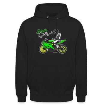 Motorcycle Lifestyle / Motorrad / Motorräder biker - Unisex Hoodie - Schwarz - Vorne - Alina (178cm) & Michal (187cm)