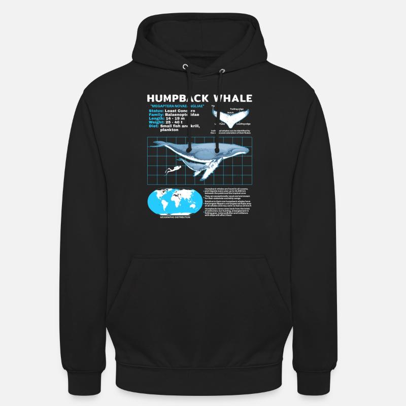 Humpback Whale Datasheet - Unisex Hoodie - black
