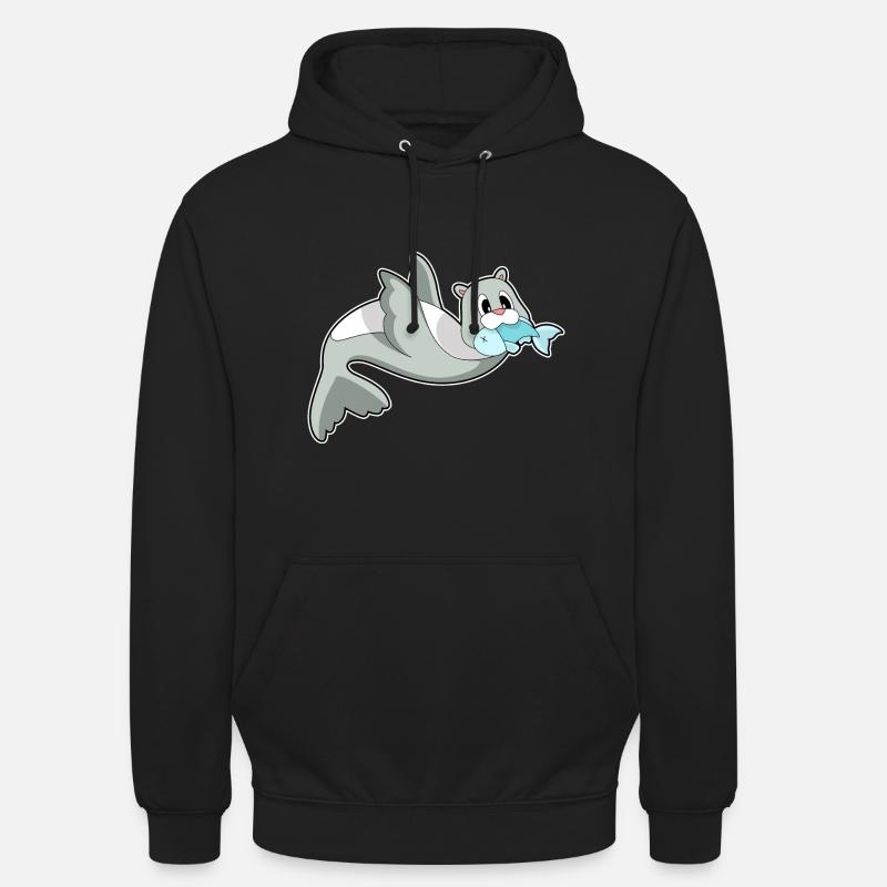 Poisson phoque - Sweat-shirt à capuche unisexe - noir