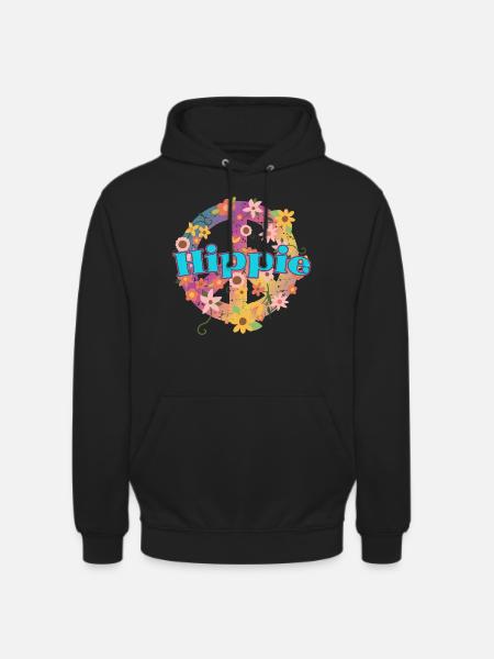 Gaver til hippier | Hippie Peace Gift Ideas - Hættetrøje unisex - sort