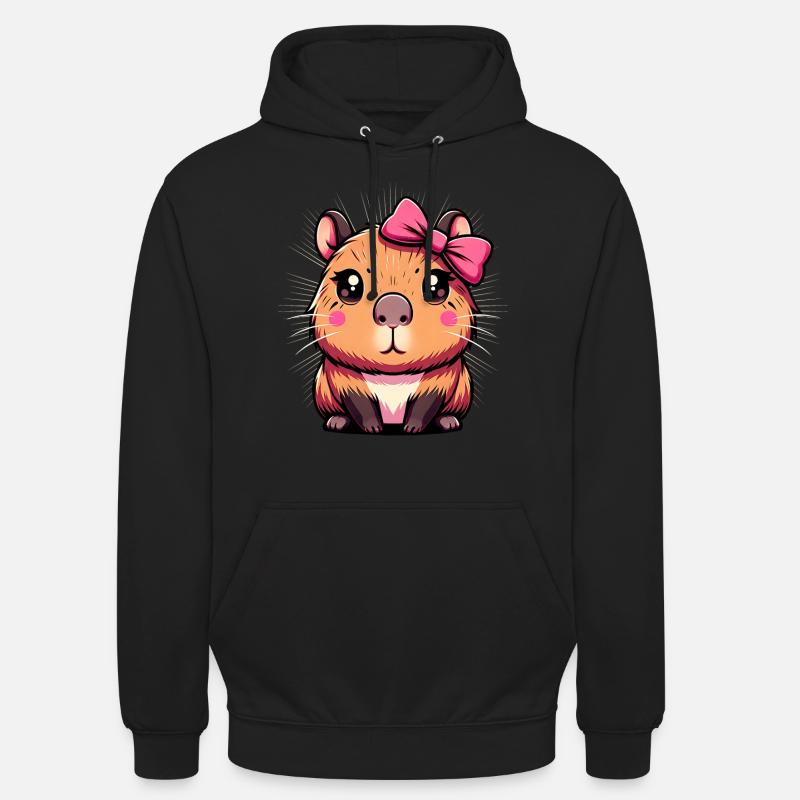 Mignon Capybara Nœud Rose Capybara - Sweat-shirt à capuche unisexe - noir