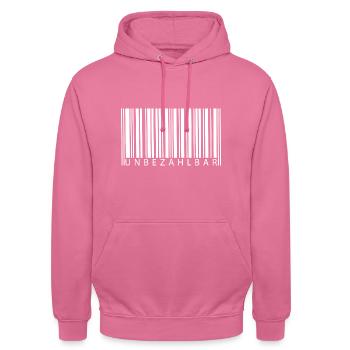 Code-barres inestimable - Sweat-shirt à capuche unisexe - rose - Devant - Alina (178cm) & Michal (187cm)