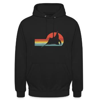 Manta Ray Retro Vintage Manta Ray Lover - Sweat-shirt à capuche unisexe - noir - Devant - Alina (178cm) & Michal (187cm)
