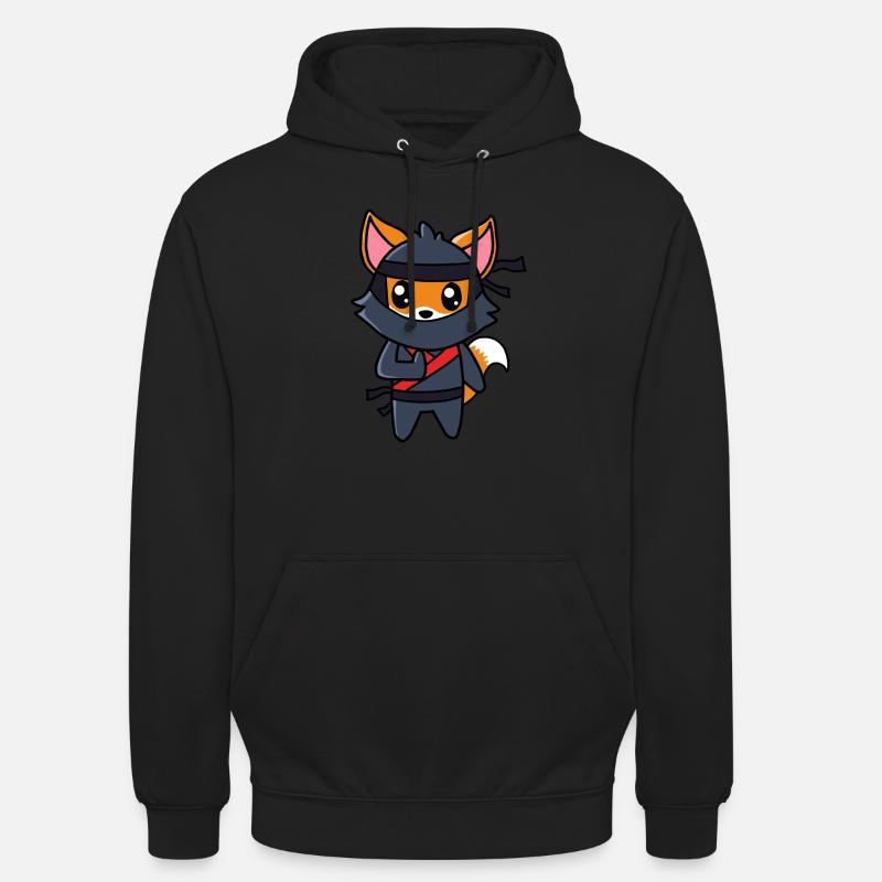 Renard Ninja. - Sweat-shirt à capuche unisexe - noir