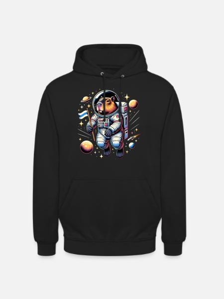 Capybaras Søt Capybara Astronaut - Unisex-hettegenser - svart