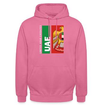 VAE Geschenk Vereinigte Arabische Emirate Dubai - Unisex Hoodie - Pink - Vorne - Alina (178cm) & Michal (187cm)