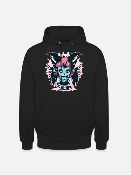 Ästhetisches Dämonenmädchen - Kawaii Anime - Unisex Hoodie - Schwarz