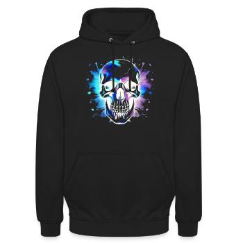 Psychedelischer Schädel - Unisex Hoodie - Schwarz - Vorne - Alina (178cm) & Michal (187cm)