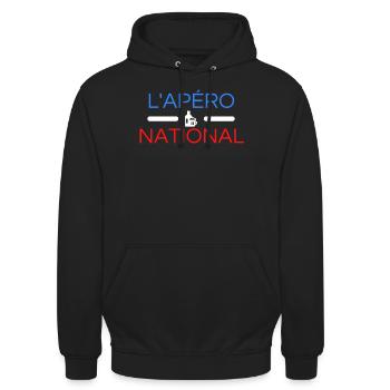 APERO NATIONAL - Sweat-shirt à capuche unisexe - noir - Devant - Alina (178cm) & Michal (187cm)