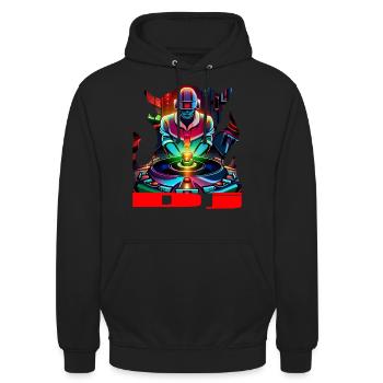 Dj - Unisex Hoodie - Schwarz - Vorne - Alina (178cm) & Michal (187cm)