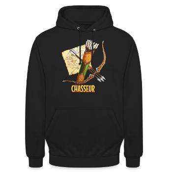 Classe chasseur - Jeu de rôle - Sweat-shirt à capuche unisexe - noir - Devant - Alina (178cm) & Michal (187cm)