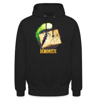 Classe Démoniste - Jeu de rôle - Sweat-shirt à capuche unisexe - noir - Devant - Alina (178cm) & Michal (187cm)