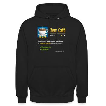 item cafe - Sweat-shirt à capuche unisexe - noir - Devant - Alina (178cm) & Michal (187cm)