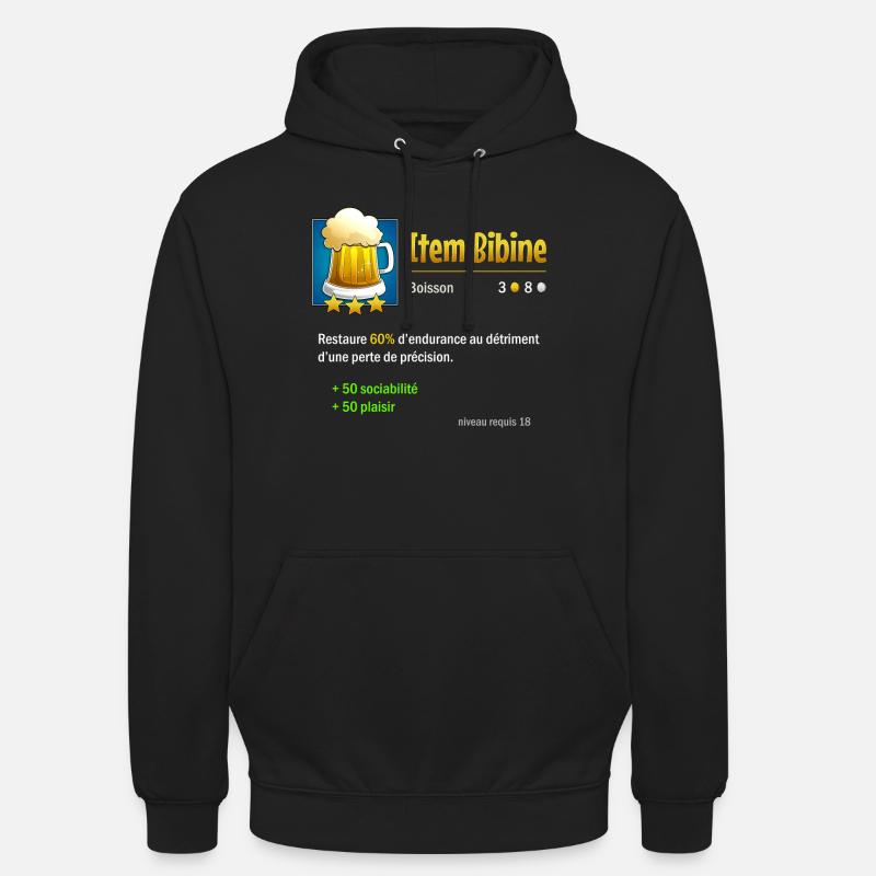Item bibine - Sweat-shirt à capuche unisexe - noir