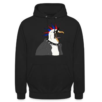 punker möwe lederjacke sonnenbrille - Unisex Hoodie - Schwarz - Vorne - Alina (178cm) & Michal (187cm)