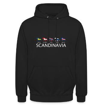 SCANDINAVIA ELK MOOSE Elche Länder Flagge Geschenk - Unisex Hoodie - Schwarz - Vorne - Alina (178cm) & Michal (187cm)