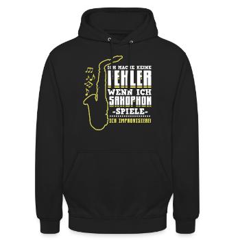 Ich spiele Saxophon - Saxophonspieler Musik Chor - Unisex Hoodie - Schwarz - Vorne - Alina (178cm) & Michal (187cm)