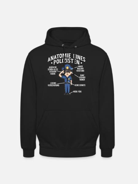 Polizist Anatomie Witziges Polizei Kollege - Unisex Hoodie - Schwarz