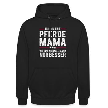 PFERDEMAMA - PRFERDE MAMA - SPRUCH T-SHIRT - Unisex Hoodie - Schwarz - Vorne - Alina (178cm) & Michal (187cm)
