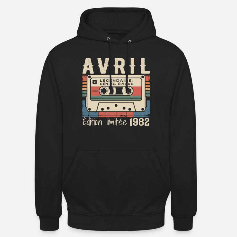 avril 1982 April 1982  - Sweat-shirt à capuche unisexe - noir