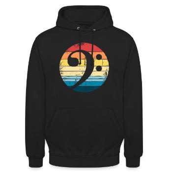 Bassist Bass Basser Retro Bassschlüssel - Unisex Hoodie - Schwarz - Vorne - Alina (178cm) & Michal (187cm)