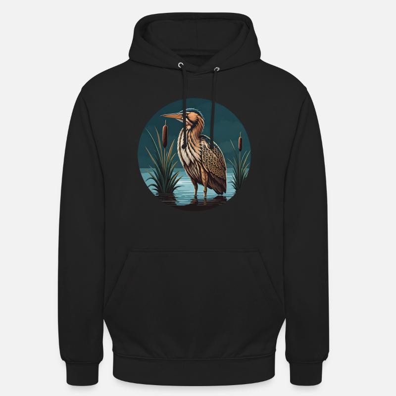 Bittern Botaurus Stellaris Heron - Unisex Hoodie - black