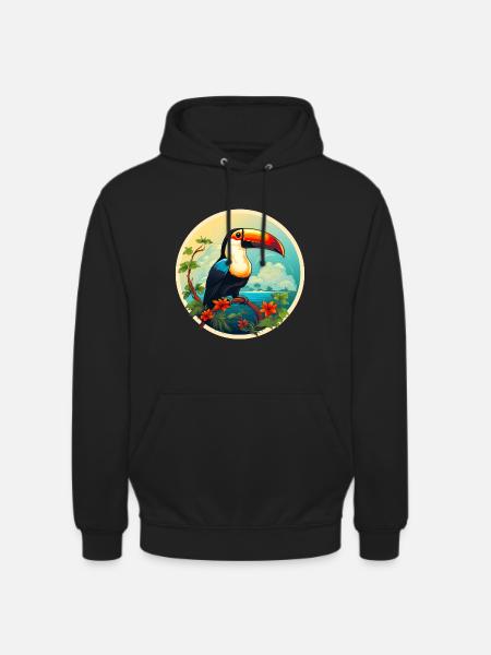 Toucan sur la plage - Sweat-shirt à capuche unisexe - noir