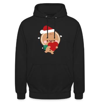 Lebkuchenmann Weihnachtsliebe - Unisex Hoodie - Schwarz - Vorne - Alina (178cm) & Michal (187cm)