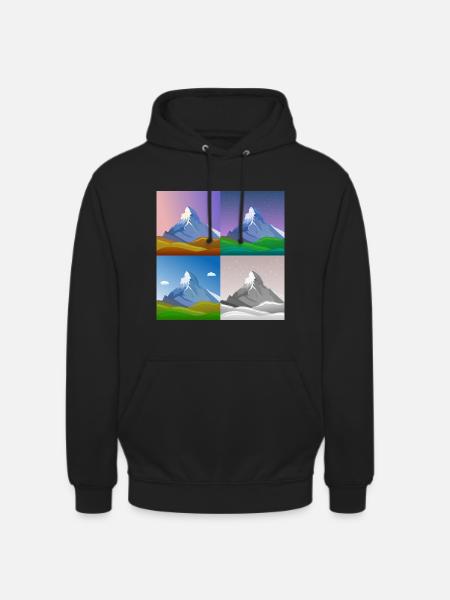 värikkäitä vuoria, Matterhorn, Sveitsi, Alpit, alpit - Unisex-huppari - musta