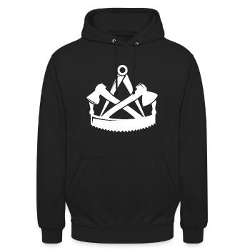 Zimmerer Zunft Logo Zimmermann Zimmerleute - Unisex Hoodie - Schwarz - Vorne - Alina (178cm) & Michal (187cm)