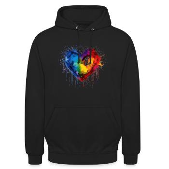 Fierté Amour Cœur - Sweat-shirt à capuche unisexe - noir - Devant - Alina (178cm) & Michal (187cm)