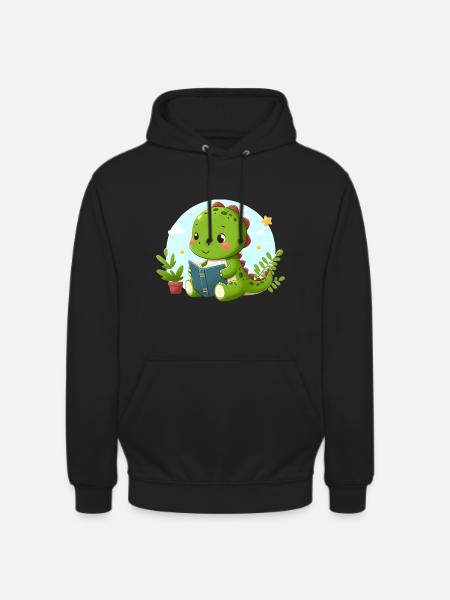 Dino liest Buch - Unisex Hoodie - Schwarz