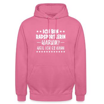 Radsportlerin Mountainbike Radfahrerin Geschenk - Unisex Hoodie - Pink - Vorne - Alina (178cm) & Michal (187cm)