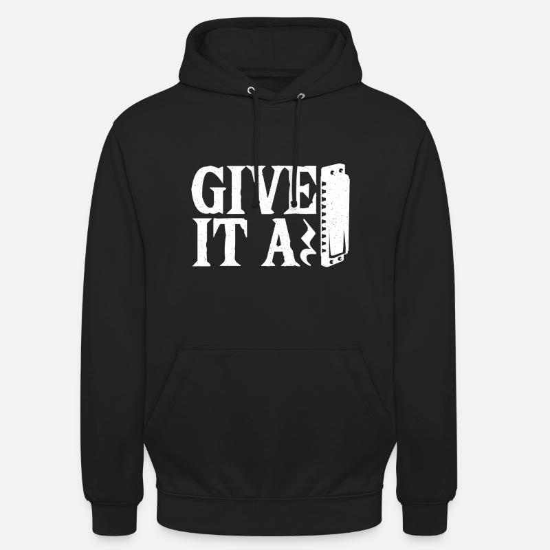 Playing Harmonica Gift - Unisex Hoodie - black