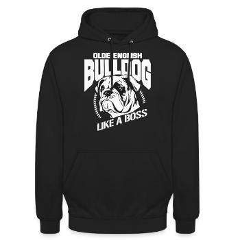 Olde English Bulldog Hund Geschenk - Unisex Hoodie - Schwarz - Vorne - Alina (178cm) & Michal (187cm)