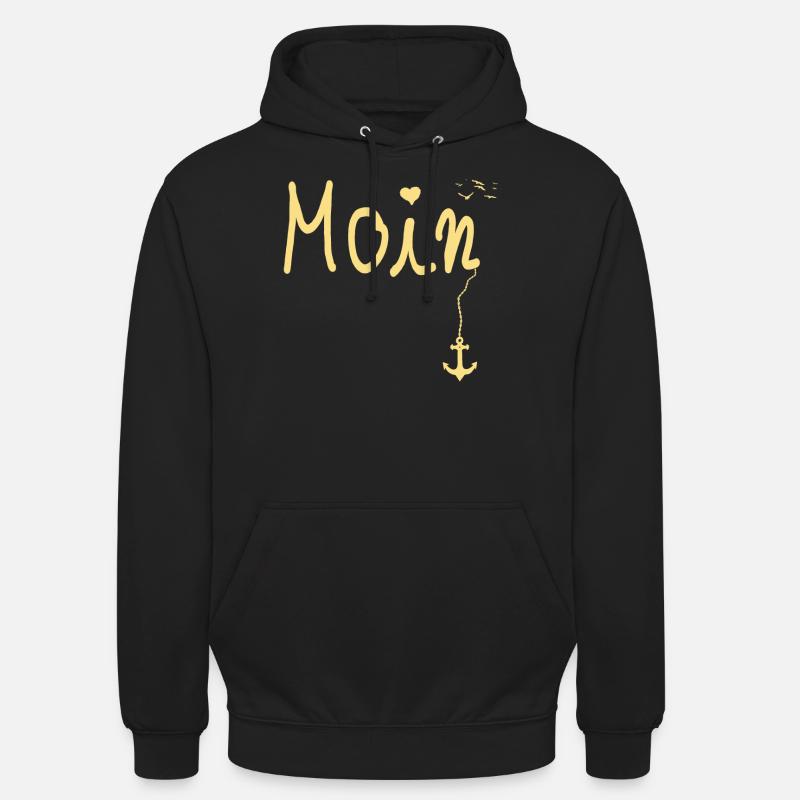 Moin Begrüßung Moin mit Möwe - Unisex Hoodie - Schwarz