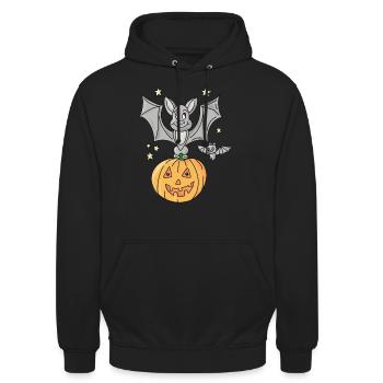 Halloween Bat Sitting On A Pumpkin - Unisex Hoodie - black - Front - Alina (178cm) & Michal (187cm)