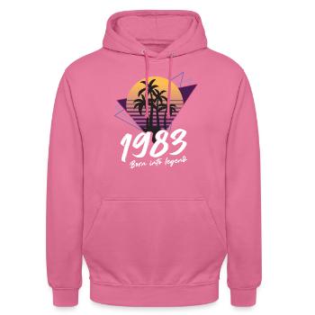 SW 1983 né dans la légende - Sweat-shirt à capuche unisexe - rose - Devant - Alina (178cm) & Michal (187cm)