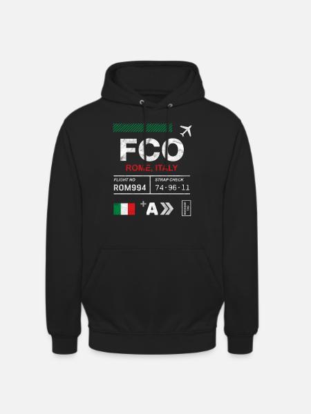 Étiquette d’aéroport de Rome - Sweat-shirt à capuche unisexe - noir