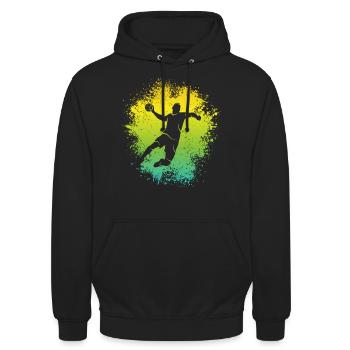 Handballer Handball Kinder Jungen Handballspieler - Unisex Hoodie - Schwarz - Vorne - Alina (178cm) & Michal (187cm)