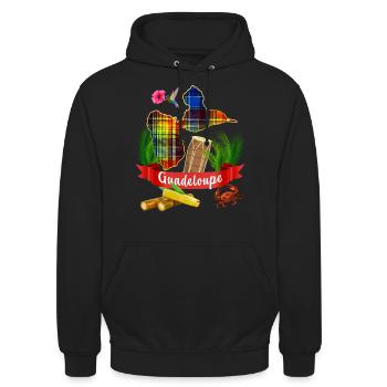 Guadeloupe Madras et Tambour Gwo-ka - Sweat-shirt à capuche unisexe - noir - Devant - Alina (178cm) & Michal (187cm)