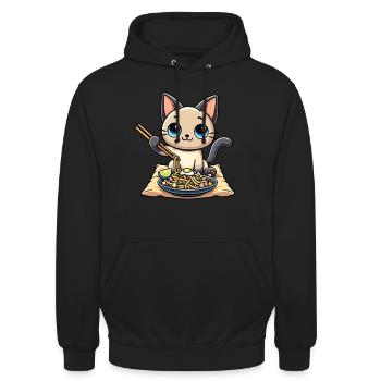 Kawaii Siamese Cat Pad Thai Purrfection - Unisex Hoodie - black - Front - Alina (178cm) & Michal (187cm)