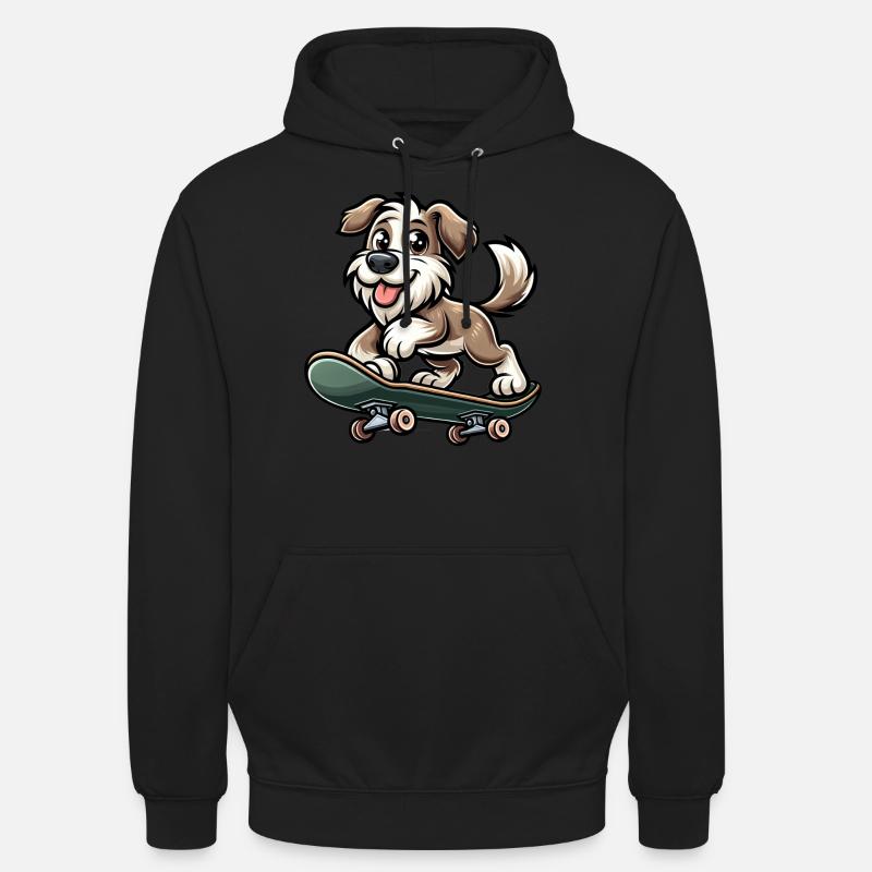 Chien patineur mignon - Sweat-shirt à capuche unisexe - noir