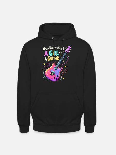 Girl with Guitar Power - Unisex Hoodie - black