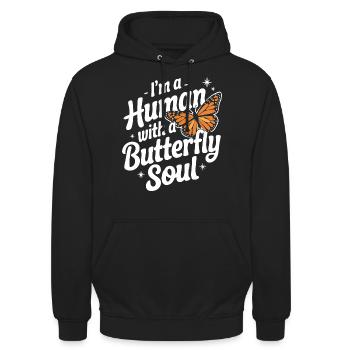 Schmetterling Monarchfalter Bunt Schmetterlinge - Unisex Hoodie - Schwarz - Vorne - Alina (178cm) & Michal (187cm)