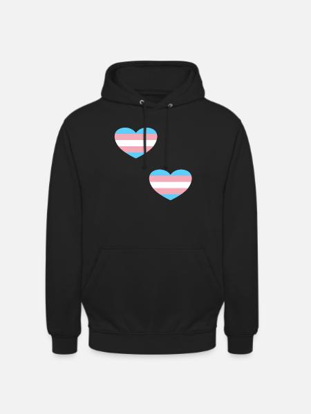 Coeurs de drapeau trans - Sweat-shirt à capuche unisexe - noir
