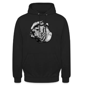 English Bulldog - Unisex Hoodie - Schwarz - Vorne - Alina (178cm) & Michal (187cm)